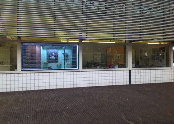 A Photo of a Photo in a Display Case in a Museum in a Display Window