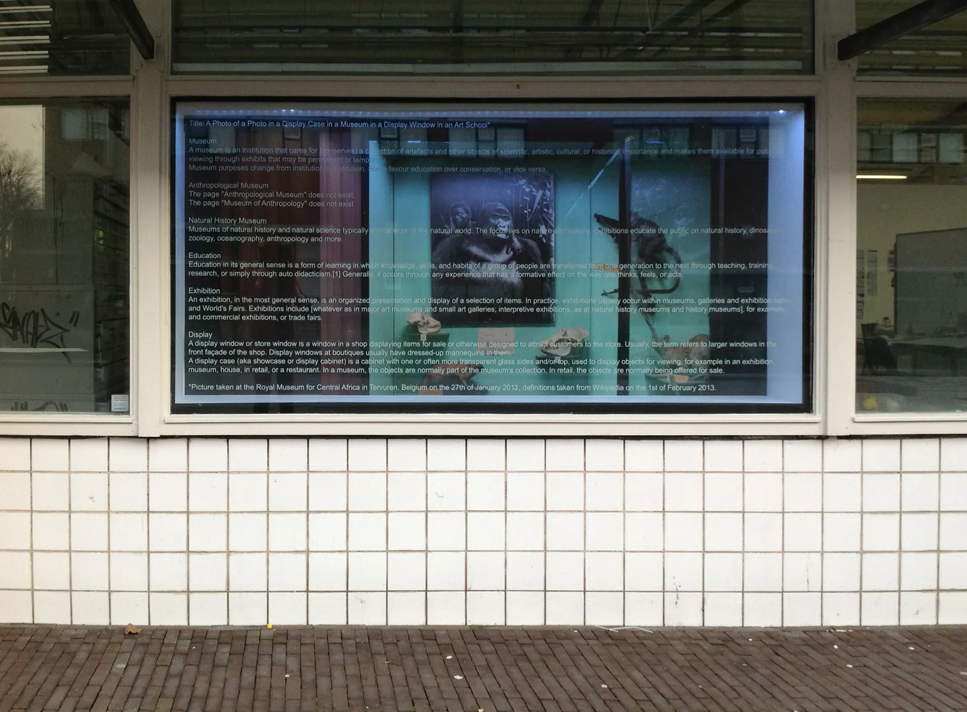 A Photo of a Photo in a Display Case in a Museum in a Display Window