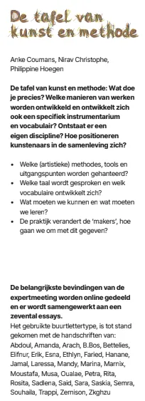De tafel van kunst en methode